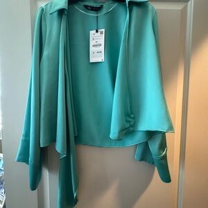 Teal Draped Blouse